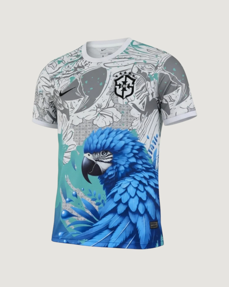 Brésil – Maillot Concept “Perroquet Bleu” 2025/26 – Blanc, Bleu