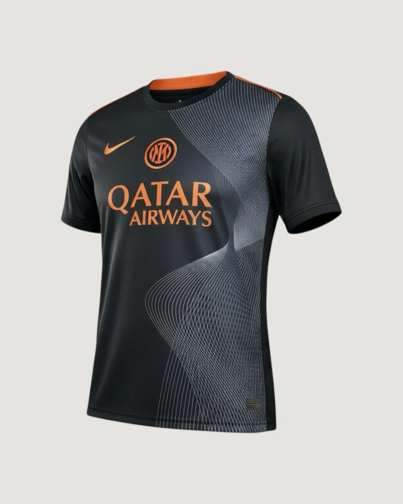 Inter Milan – Maillot Pré-Match 2025/26 – Noir, Gris, Orange