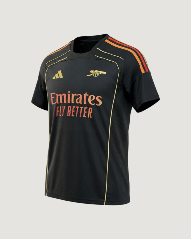 Arsenal FC – Maillot Pré-Match 2025/26 Homme – Noir, Orange