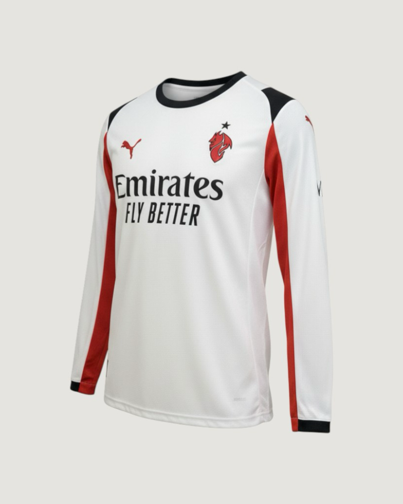 AC Milan – Maillot Extérieur Manches Longues 2025/26 – Blanc & Rouge
