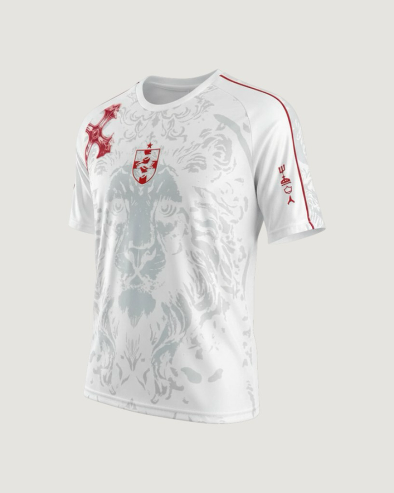 Angleterre – Maillot Rétro Becks 2025 – Blanc, Rouge, Gris