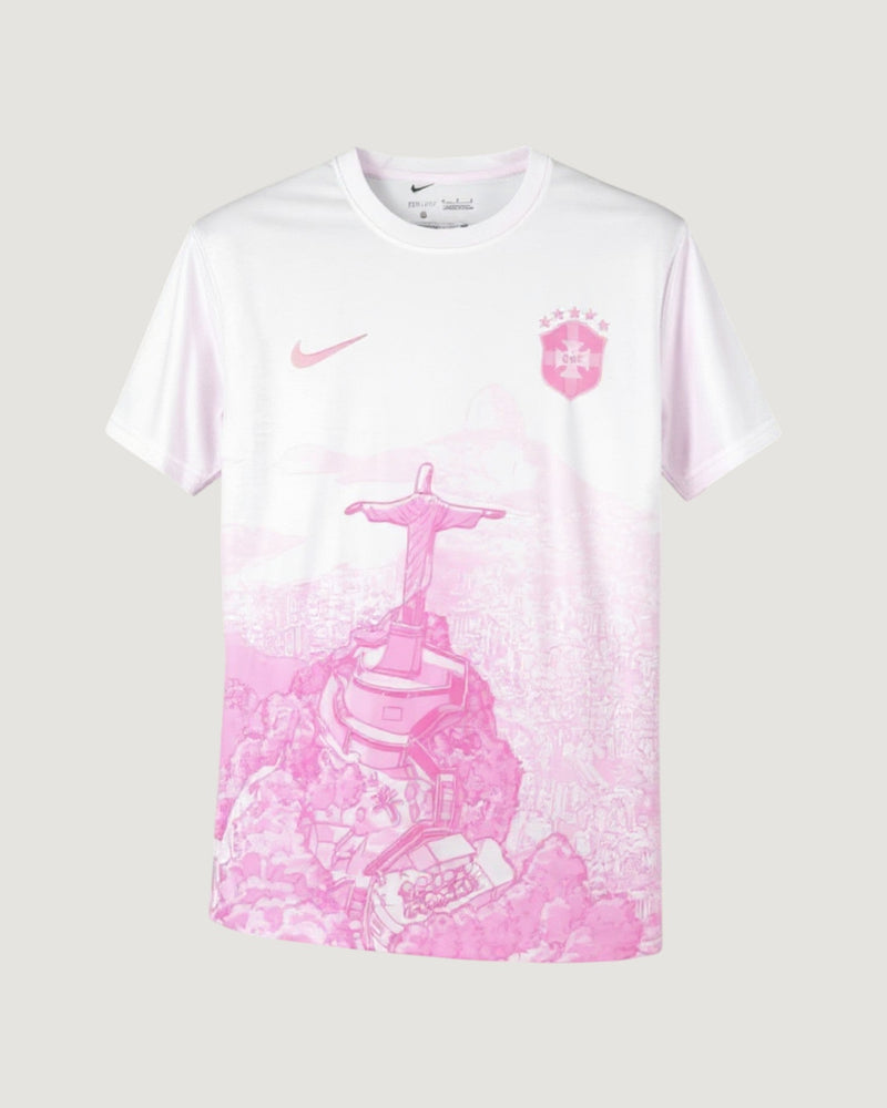 Brésil – Maillot Pré-Match 25/26 – Blanc & Rose