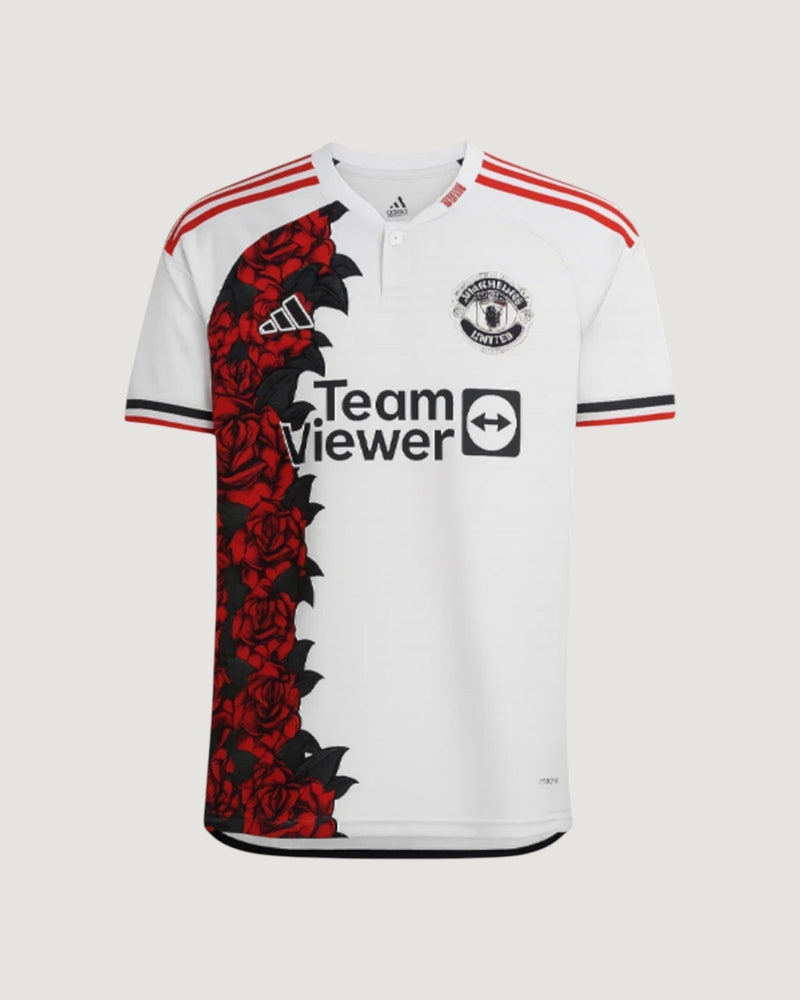 Manchester United – Maillot Extérieur 25/26 – Blanc & Rouge Roses
