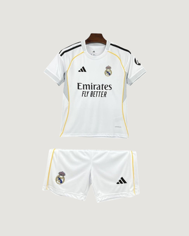 Real Madrid – Ensemble Domicile 25/26 Enfant – Blanc & Jaune