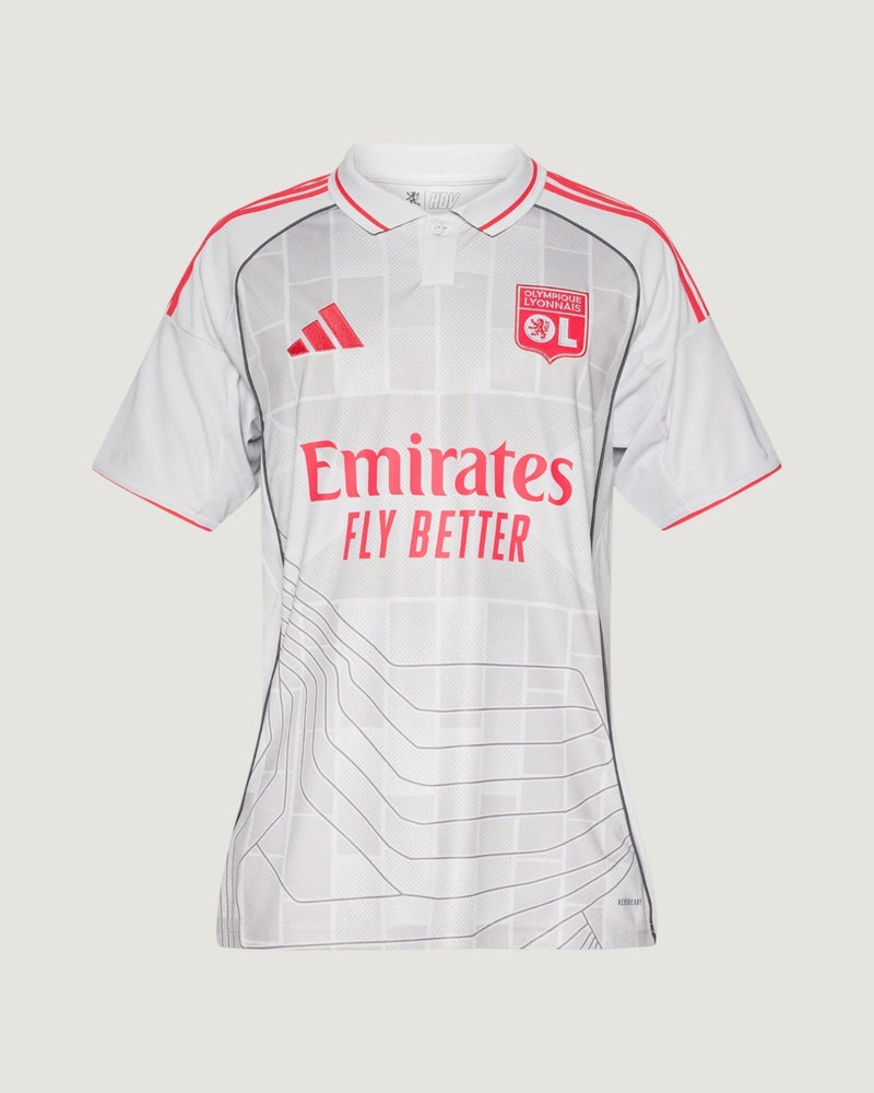 Olympique Lyonnais – Maillot Extérieur 25/26 – Gris & Rose