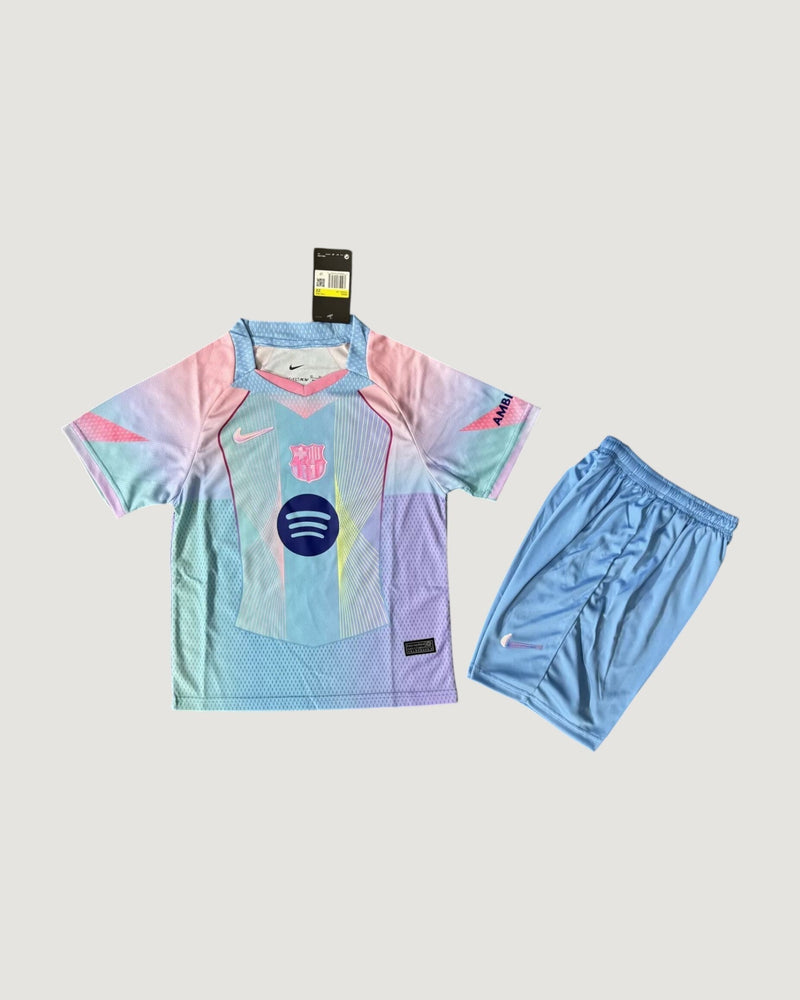 FC Barcelone – Maillot Extérieur Enfant 25/26 – Multicolore & Bleu